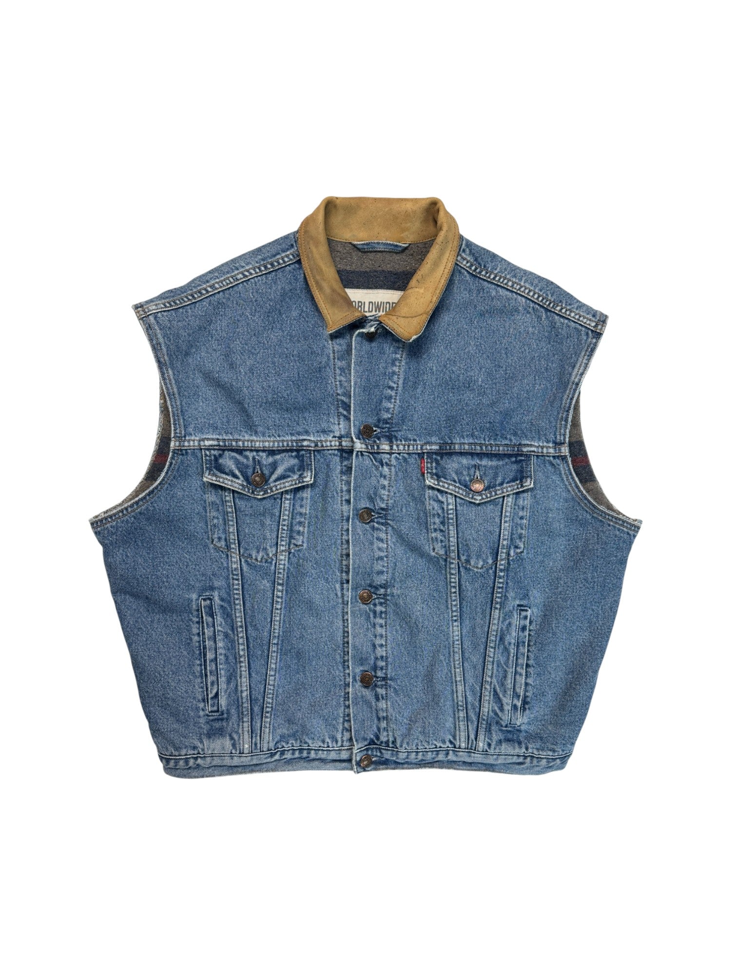 90s Levis Jeansweste Blanket Lining Blau L-XL