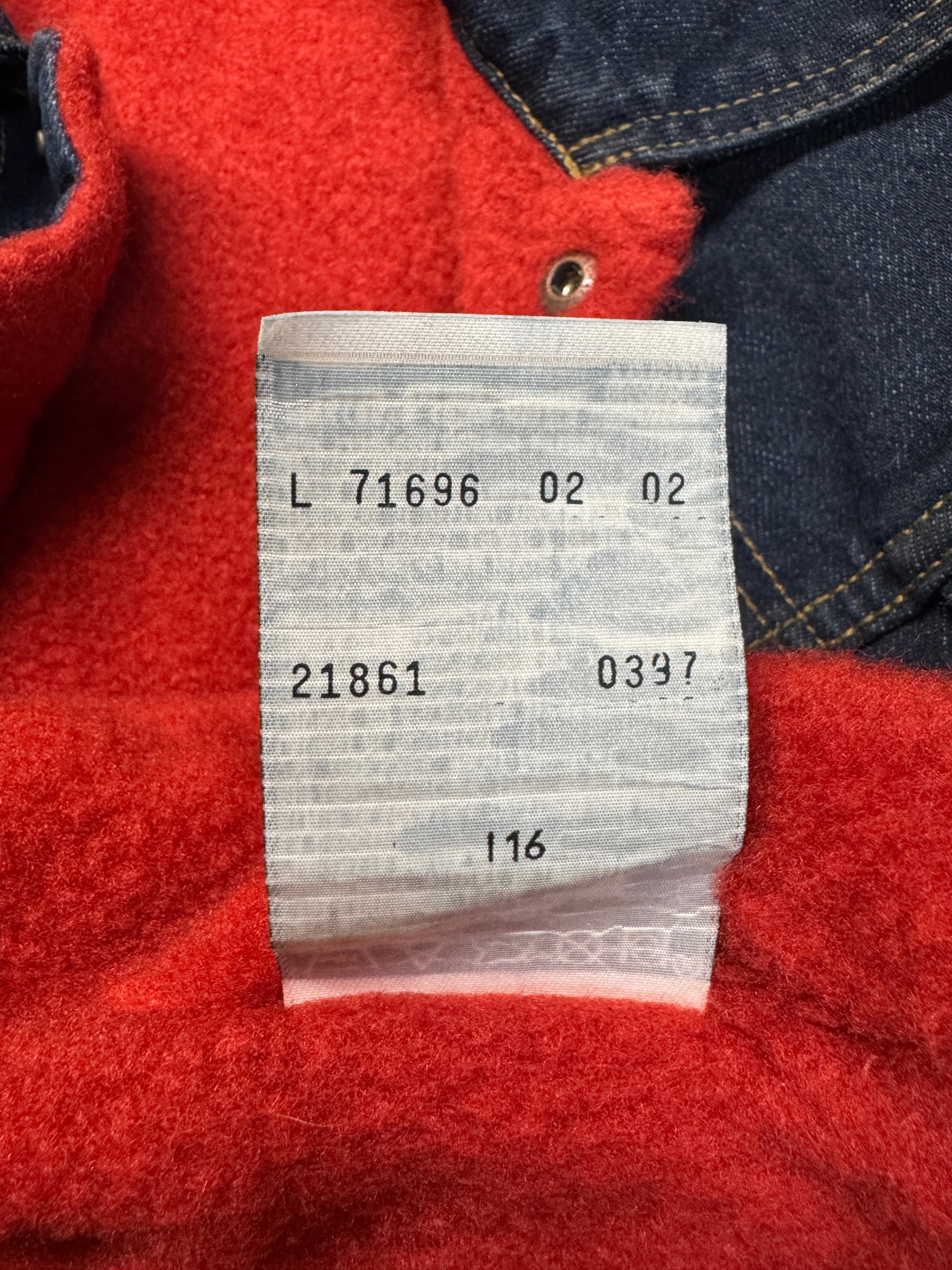 1997 Levis Jeansjacke For Girls Orange Tab Fleece Lining Dunkelblau L