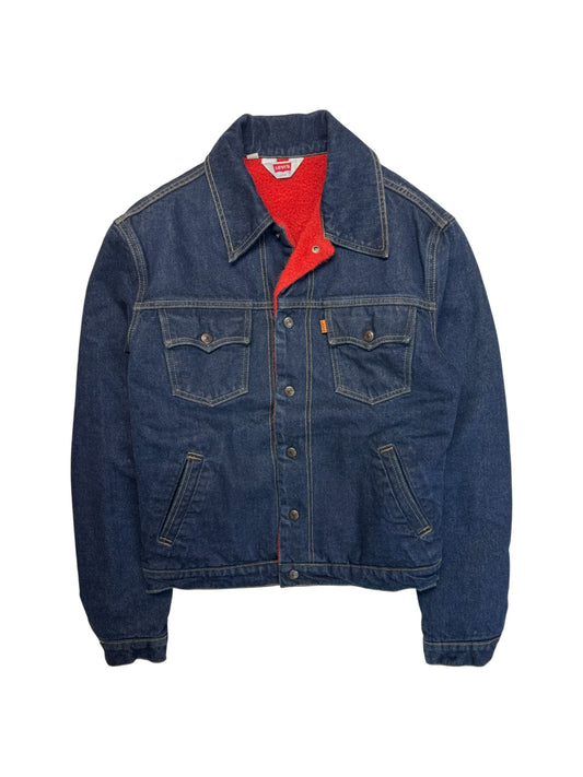 1997 Levis Jeansjacke For Girls Orange Tab Fleece Lining Dunkelblau L