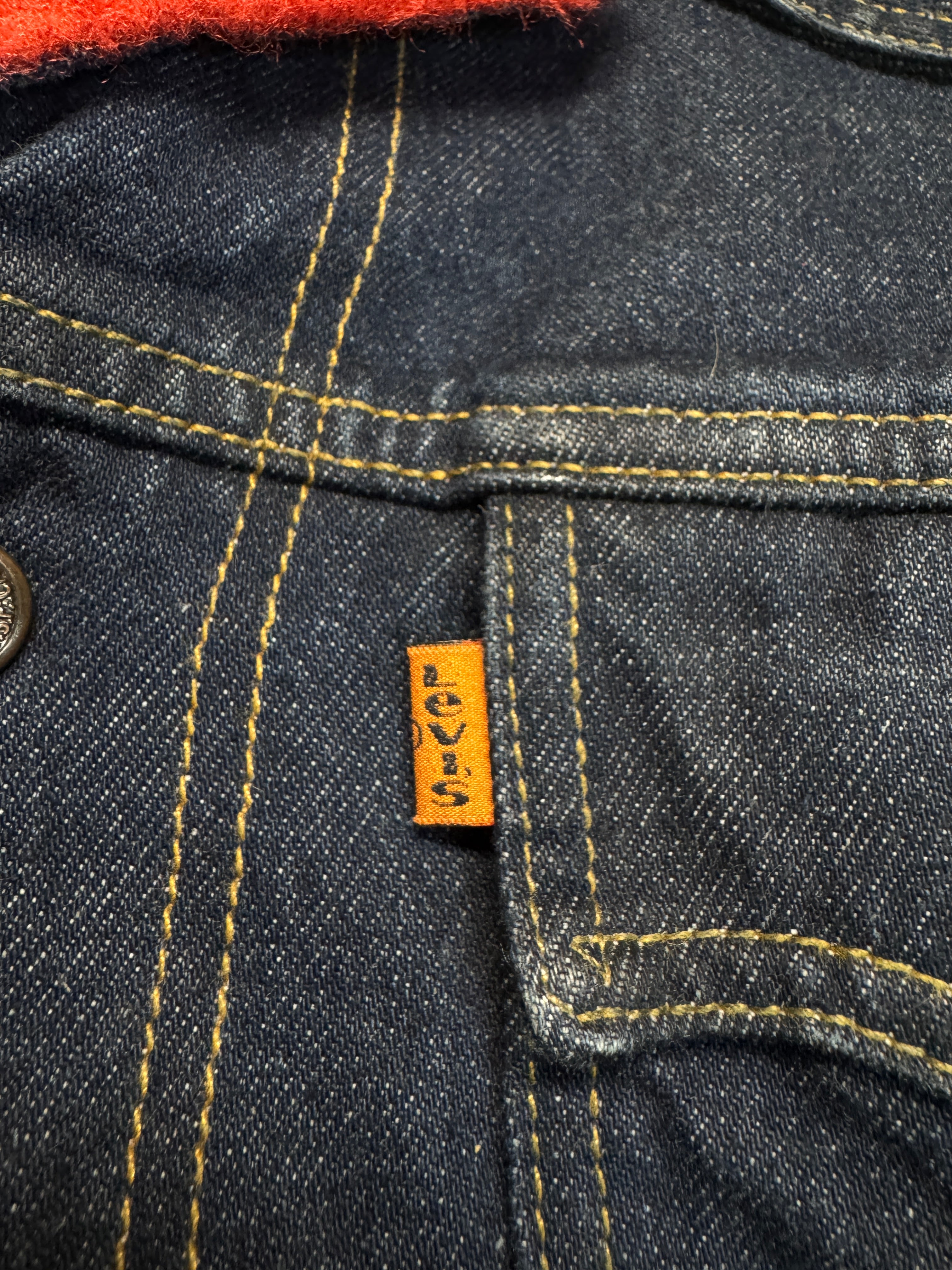 1997 Levis Jeansjacke For Girls Orange Tab Fleece Lining Dunkelblau L