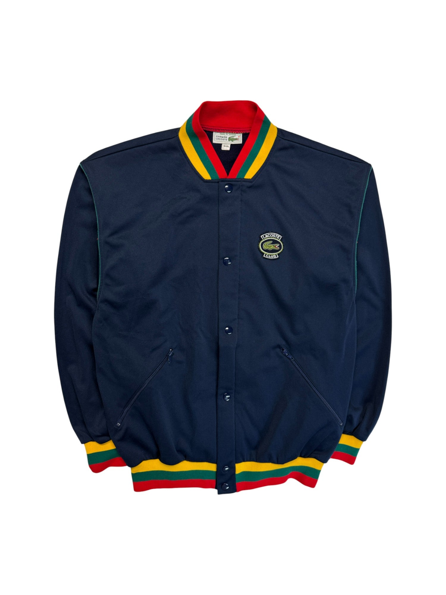 80s Lacoste Bomberjacke Made In France Reggae Dunkelblau 3/174 S-M