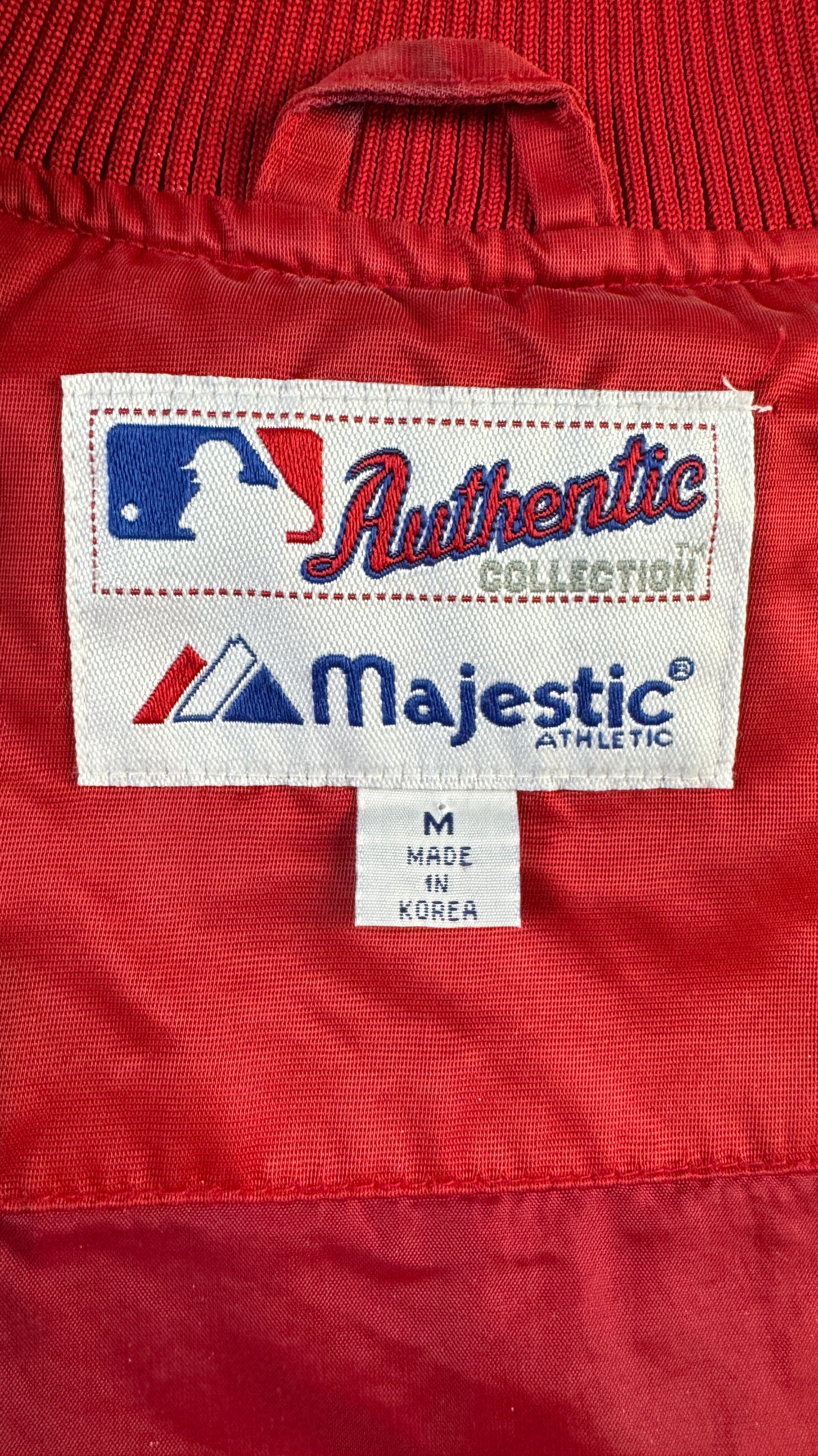 Vintage Majestic Satin Bomberjacke 90s MLB Baseball New York Yankees Made In Korea Rot M