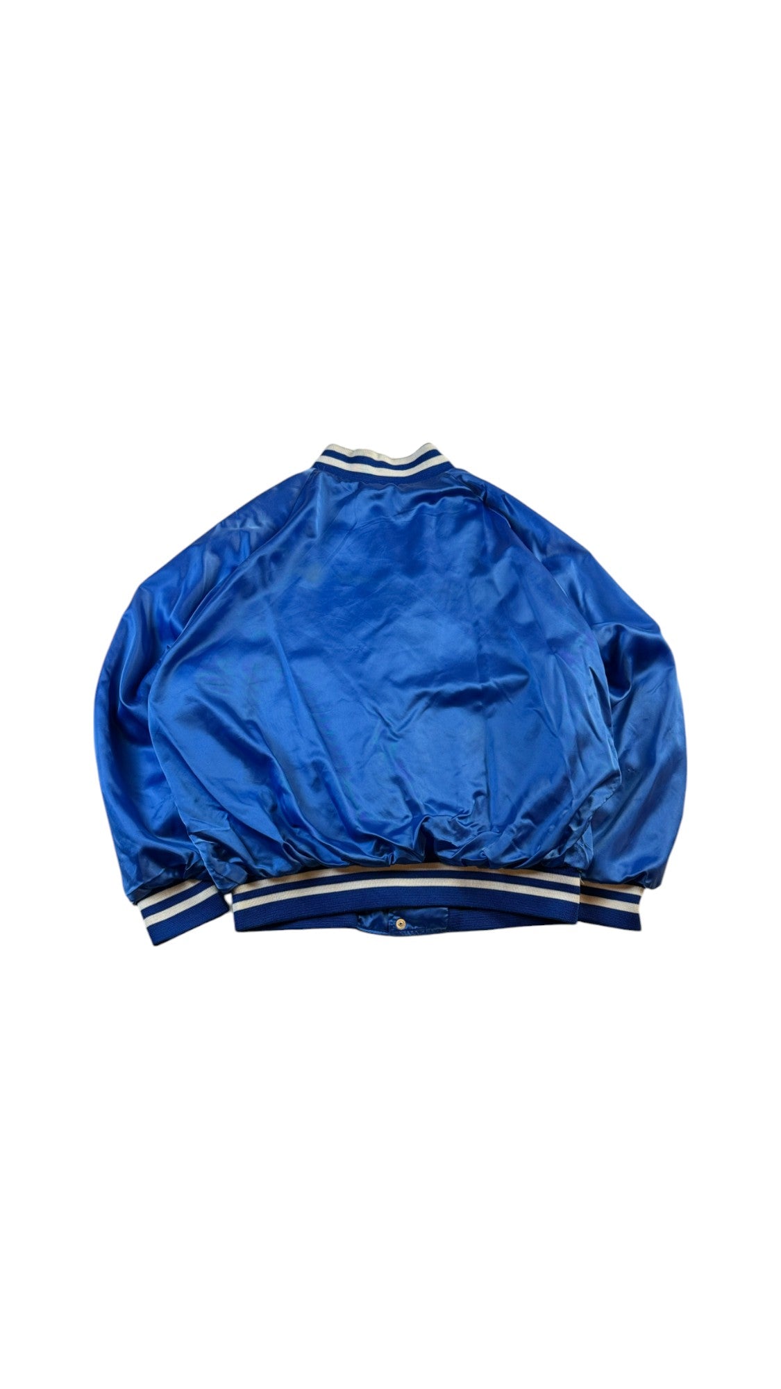 Vintage Hilton Satin Bomberjacke 90s St. Ann's Cherokees Made In USA Blau XL