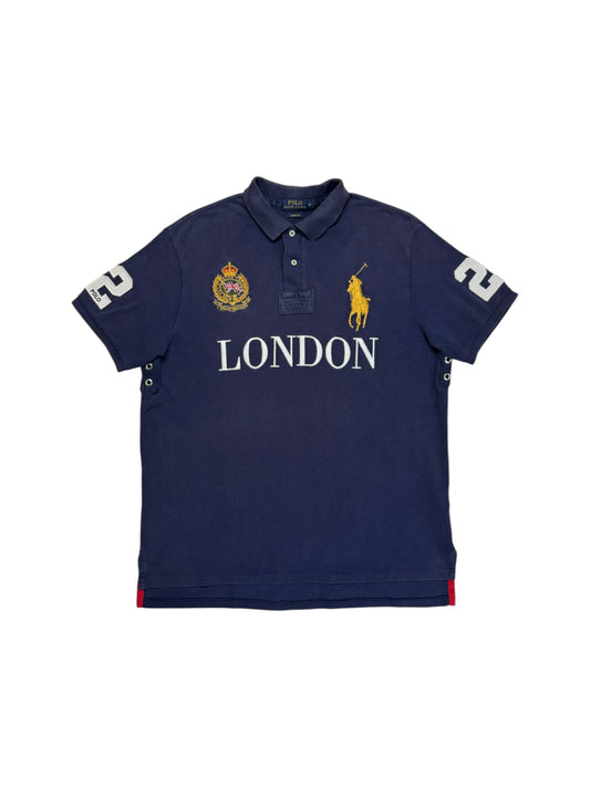 00s Ralph Lauren Poloshirt London "Chief Keef" Custom Fit Dunkelblau XL