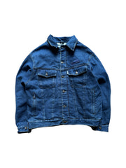 Vintage Vanucci Jeanjacke 90s Racing Made In Italy Blau S - RareRags