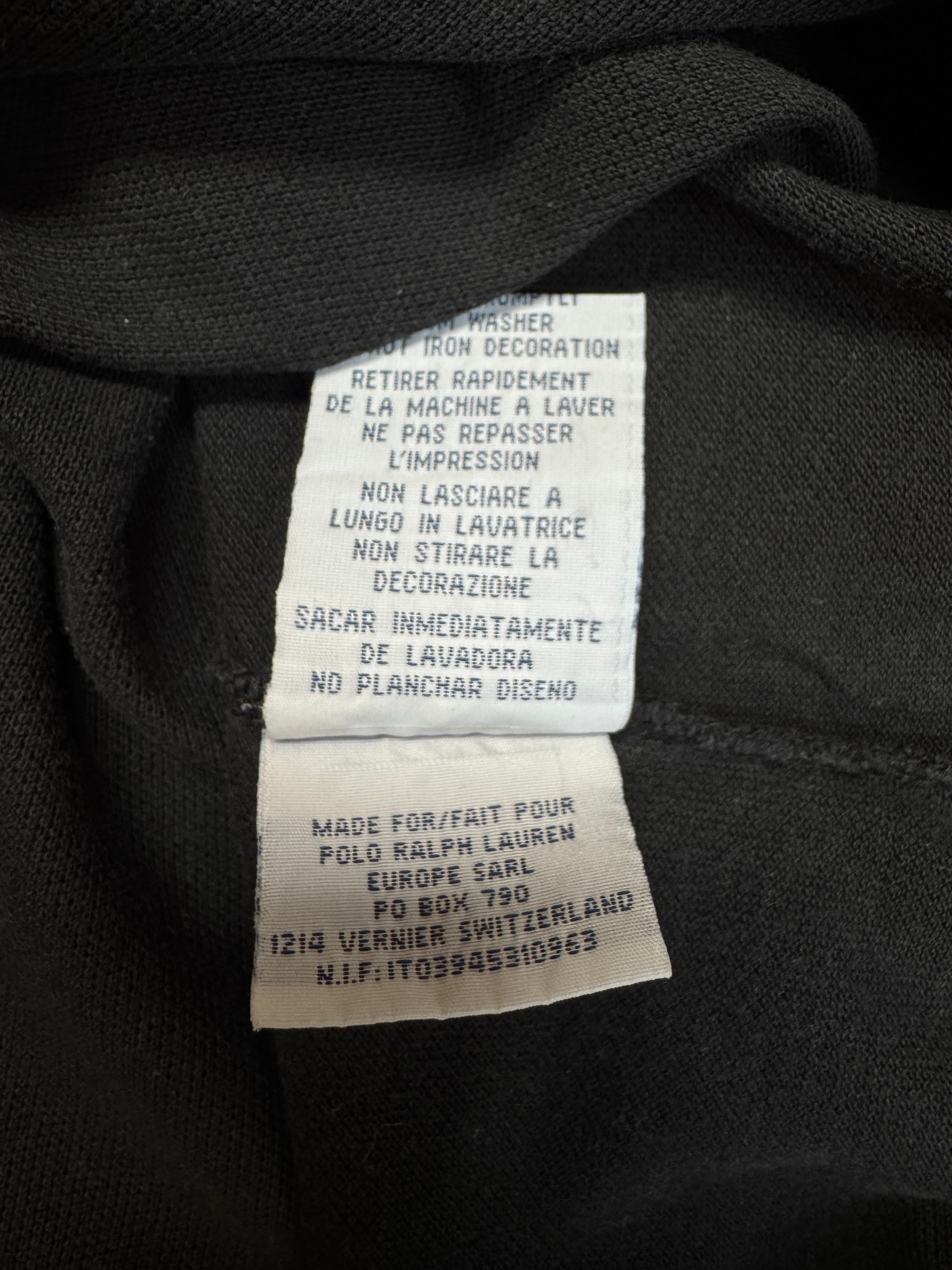 90s Ralph Lauren Poloshirt Crest Logo Schwarz XXL