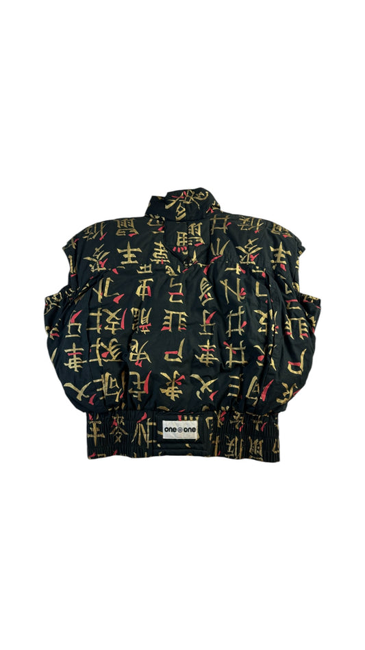 Vintage One O One Daunenweste 80s Made In West-Germany Riri Rainbow Zip Chinesische Schriftzeichen L-XL
