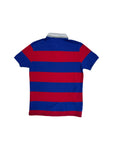 90s Ralph Lauren Poloshirt Crest Logo "381 Bleeker Q. Pier 18" Custom Fit Striped Blau Rot M