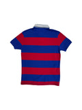 90s Ralph Lauren Poloshirt Crest Logo "381 Bleeker Q. Pier 18" Custom Fit Striped Blau Rot M