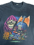Vintage Zip It London Shirt 90s Skull Biker Print Schwarz L-XL