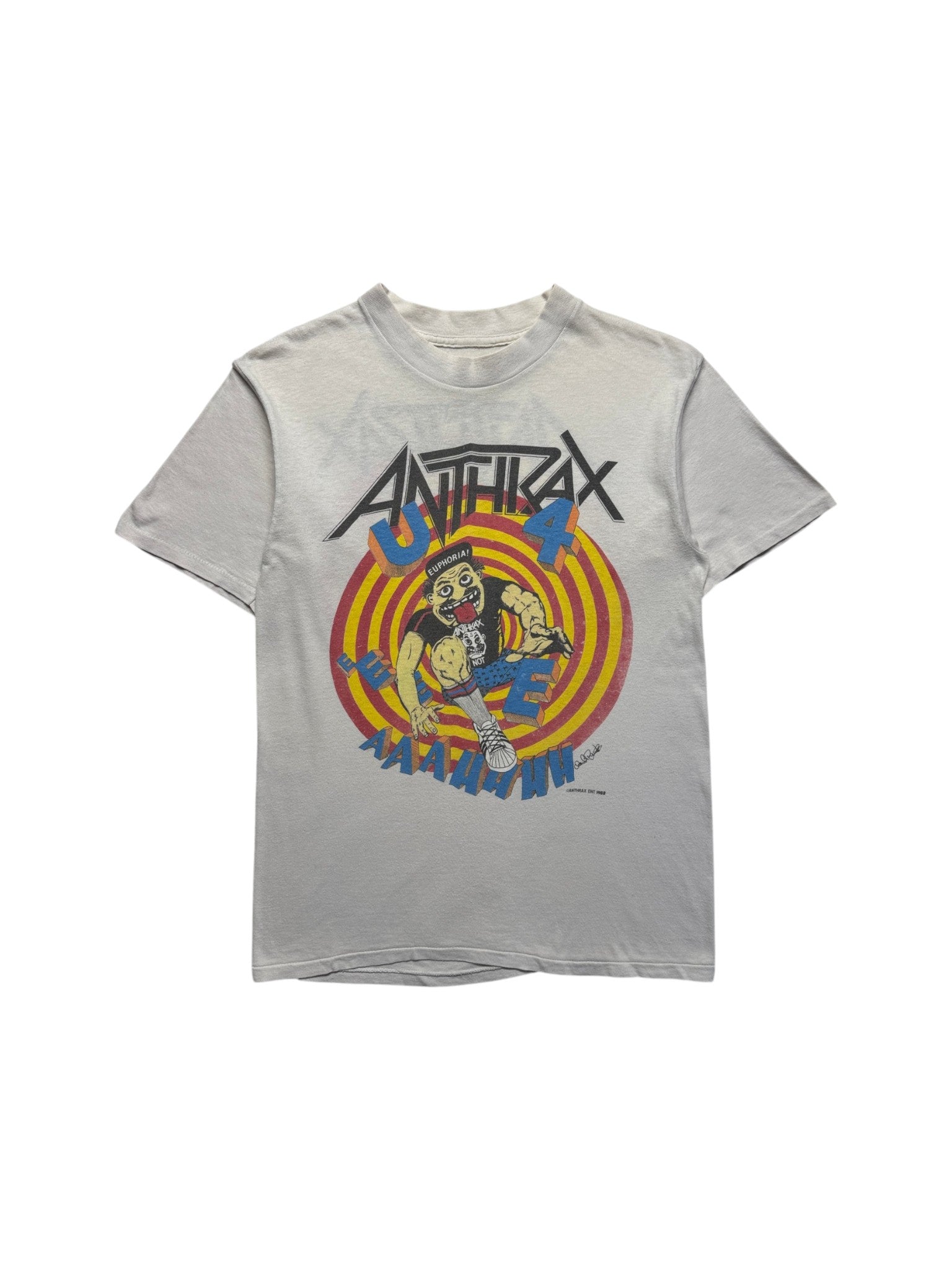 Rare! 1988 Tour Shirt Anthrax "Step inside, the road to euphoria" Single Stitch Weiß S-M