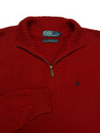 90s Ralph Lauren Strickpulli 1/3 Reißverschluss Rot L