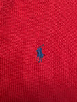 90s Ralph Lauren Strickpulli 1/3 Reißverschluss Rot L