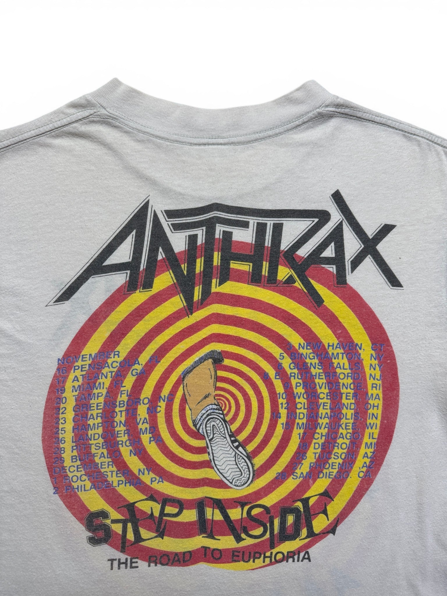 Rare! 1988 Tour Shirt Anthrax "Step inside, the road to euphoria" Single Stitch Weiß S-M