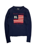 90s Polo Jeans Co. By Ralph Lauren Damen Flaggenpullover Wolle Made In Hong Kong Dunkelblau M