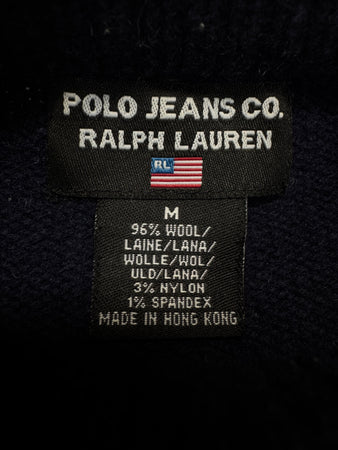 90s Polo Jeans Co. By Ralph Lauren Damen Flaggenpullover Wolle Made In Hong Kong Dunkelblau M
