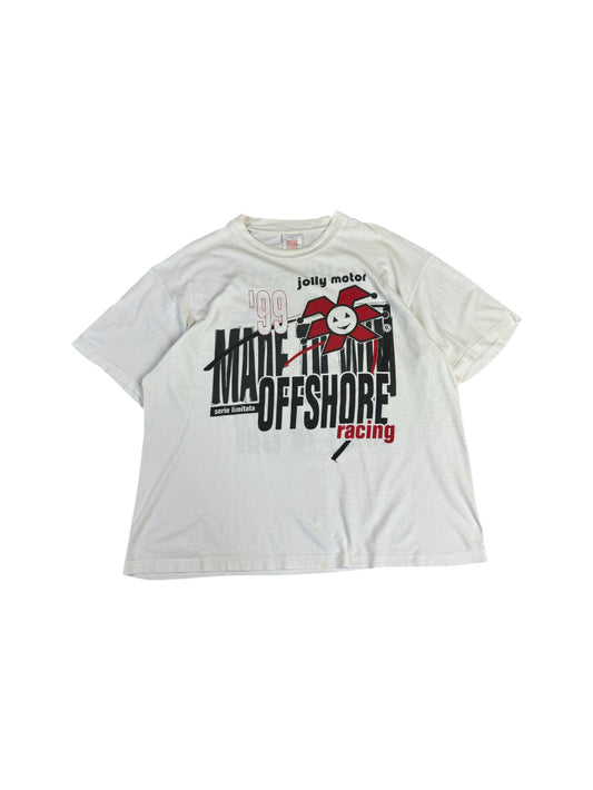 Vintage Hanes Shirt 1999 "Jolly Motor, made to win, offshore racing, serie limitata" Weiß XL