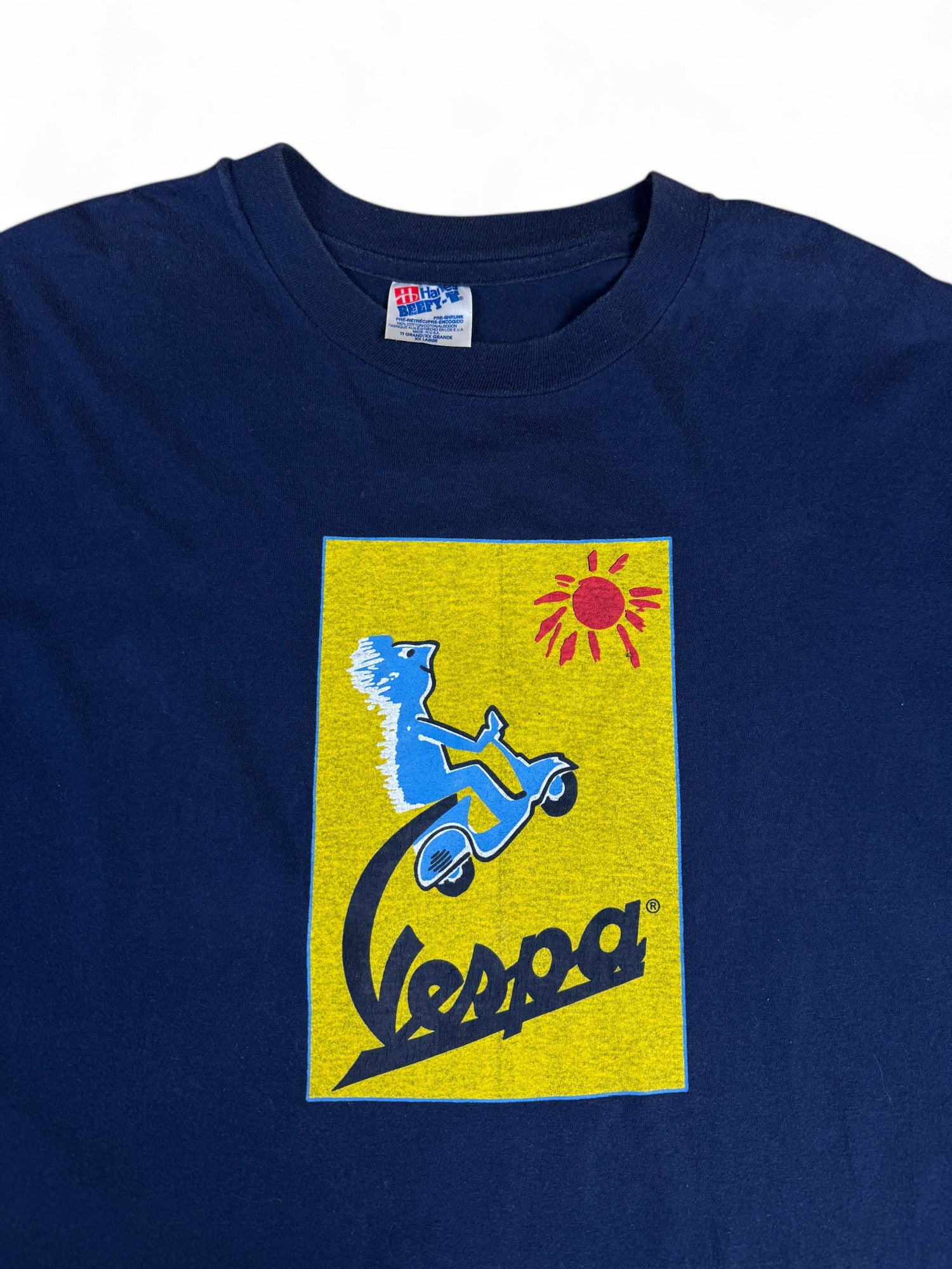 Vintage Hanes Shirt 90s Vespa Made In USA Single Stitch Dunkelblau XXL - RareRags