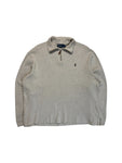90s Ralph Lauren Strickpullover 1/3 Reißverschluss Hellbraun L