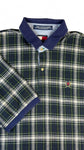 Vintage Tommy Hilfiger Poloshirt 90s Kariert Crest Logo Dunkelblau Grün XXL