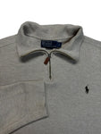 90s Ralph Lauren Strickpullover 1/3 Reißverschluss Hellbraun L