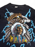 Vintage American Thunder Shirt 90s Eagle Single Stitch Sleeve Usedlook Schwarz XL