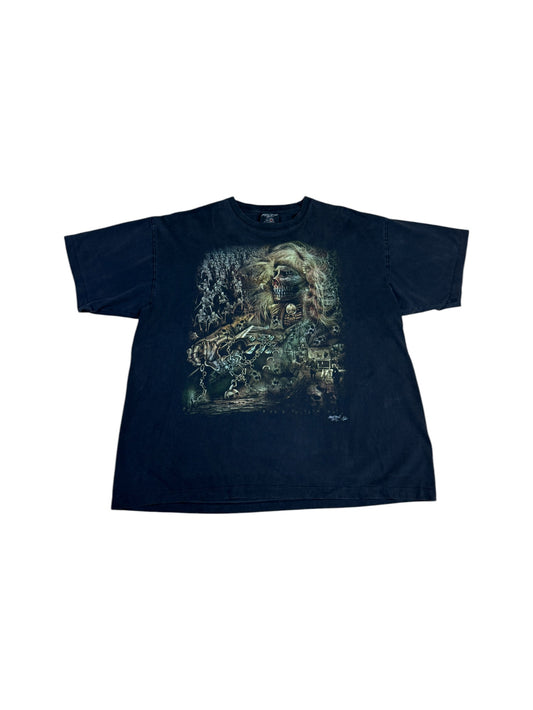 Vintage Shirt 90s Skeleton Army Schwarz XXL