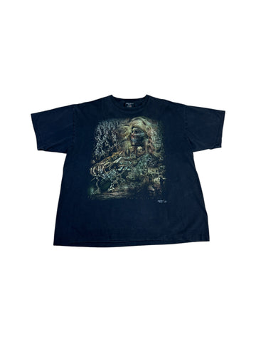 Vintage Shirt 90s Skeleton Army Schwarz XXL