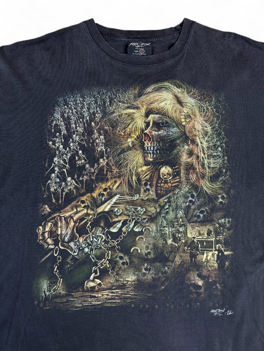 Vintage Shirt 90s Skeleton Army Schwarz XXL
