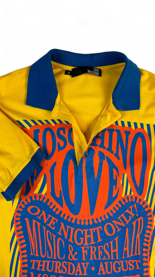 Moschino PoloShirt 00s "Love" Gelb Bunt S