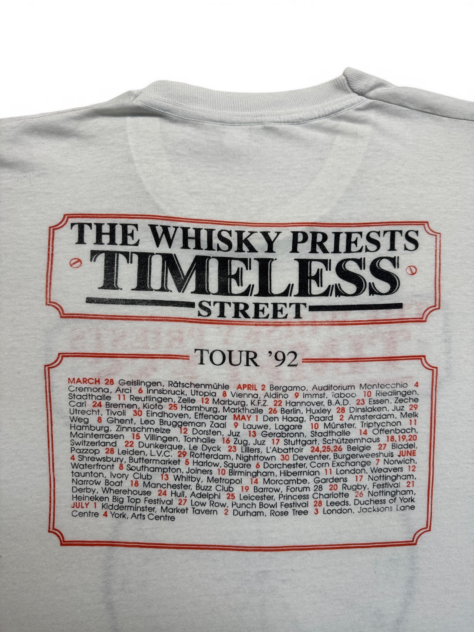 1992 Tour Shirt The Whisky Priests "Timeless Street" Single Stitch Weiß M-L
