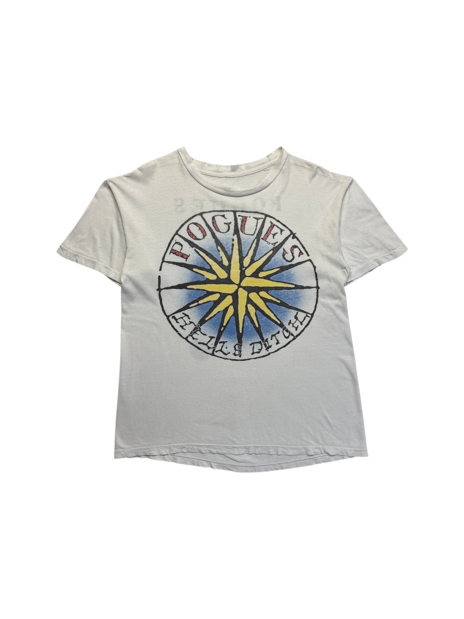 1992 Tour Shirt The Pogues "Hell's Ditch" Single Stitch Weiß L-XL