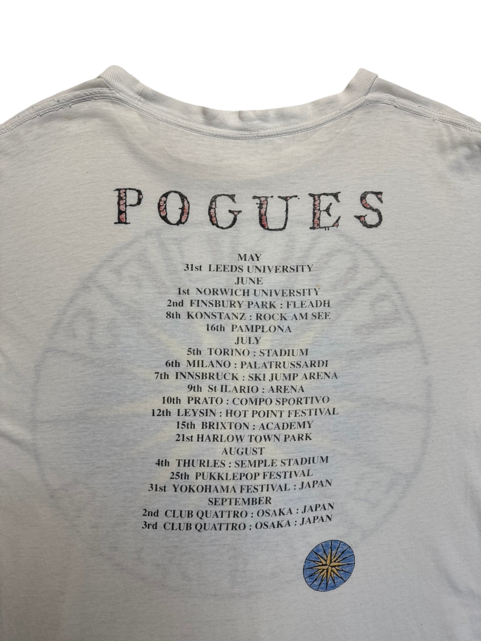 1992 Tour Shirt The Pogues "Hell's Ditch" Single Stitch Weiß L-XL