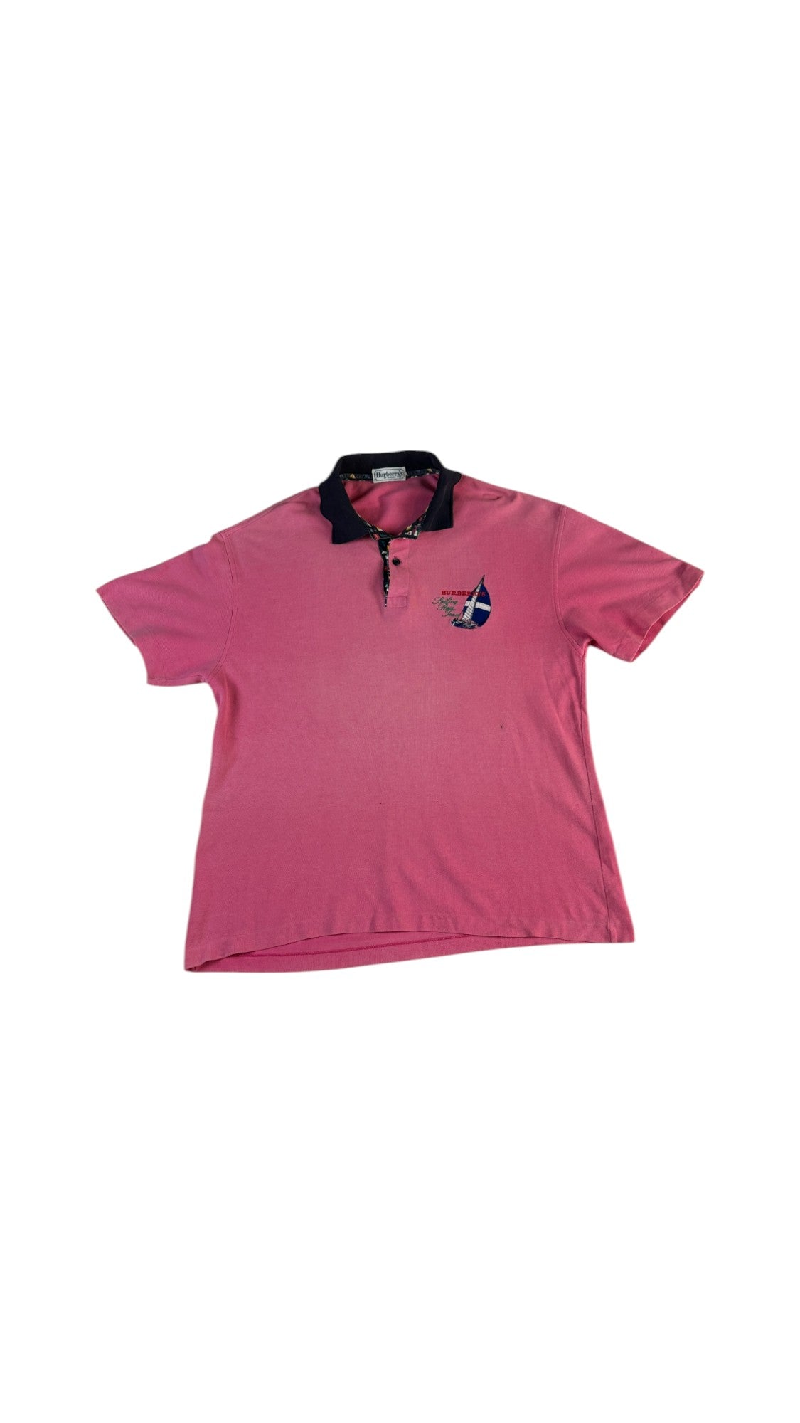 Vintage Burberrys Poloshirt 90s Segel Stick Usedlook Rosa (6) L-XL - RareRags