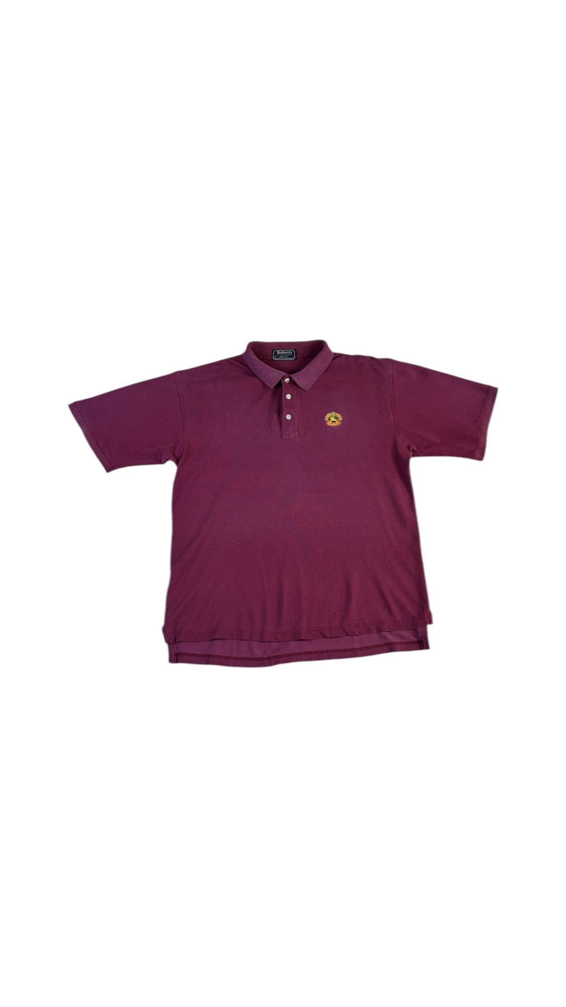 Vintage Burberrys Poloshirt 90s Crest Logo Made In USA Lila XL - RareRags