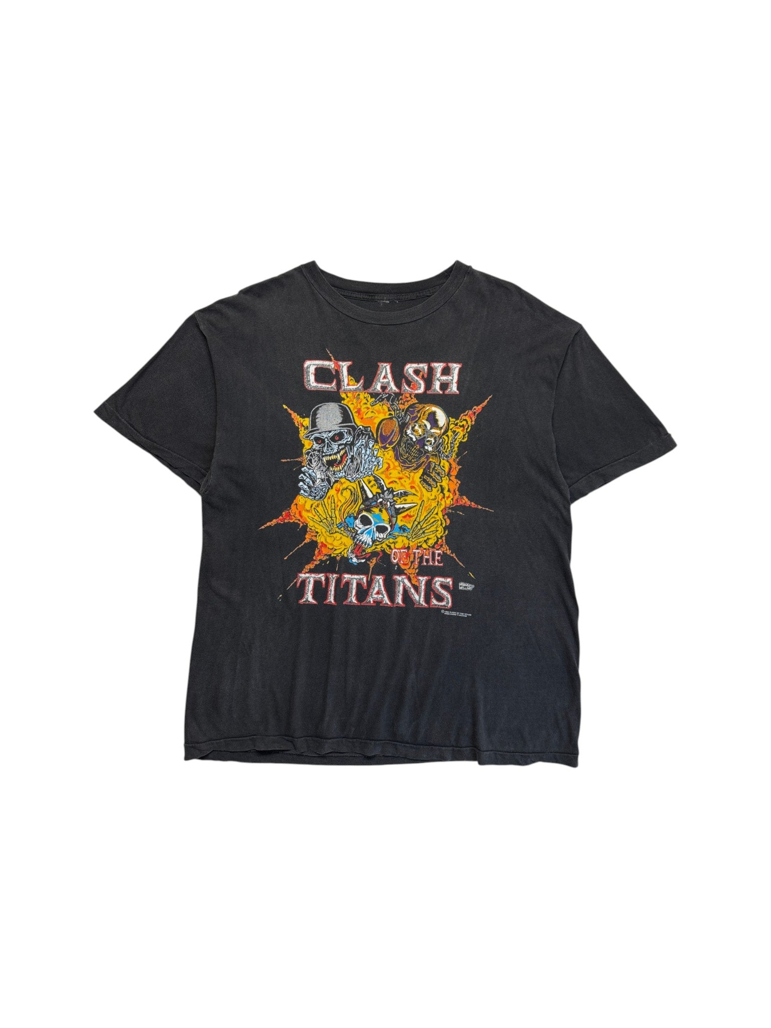1990 Clash Of Titans Shirt Megadeth x Slayer x Testament Single Stitch Schwarz L-XL