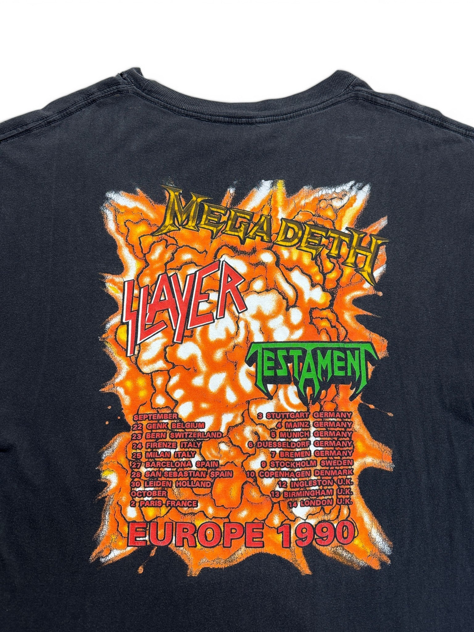 1990 Clash Of Titans Shirt Megadeth x Slayer x Testament Single Stitch Schwarz L-XL