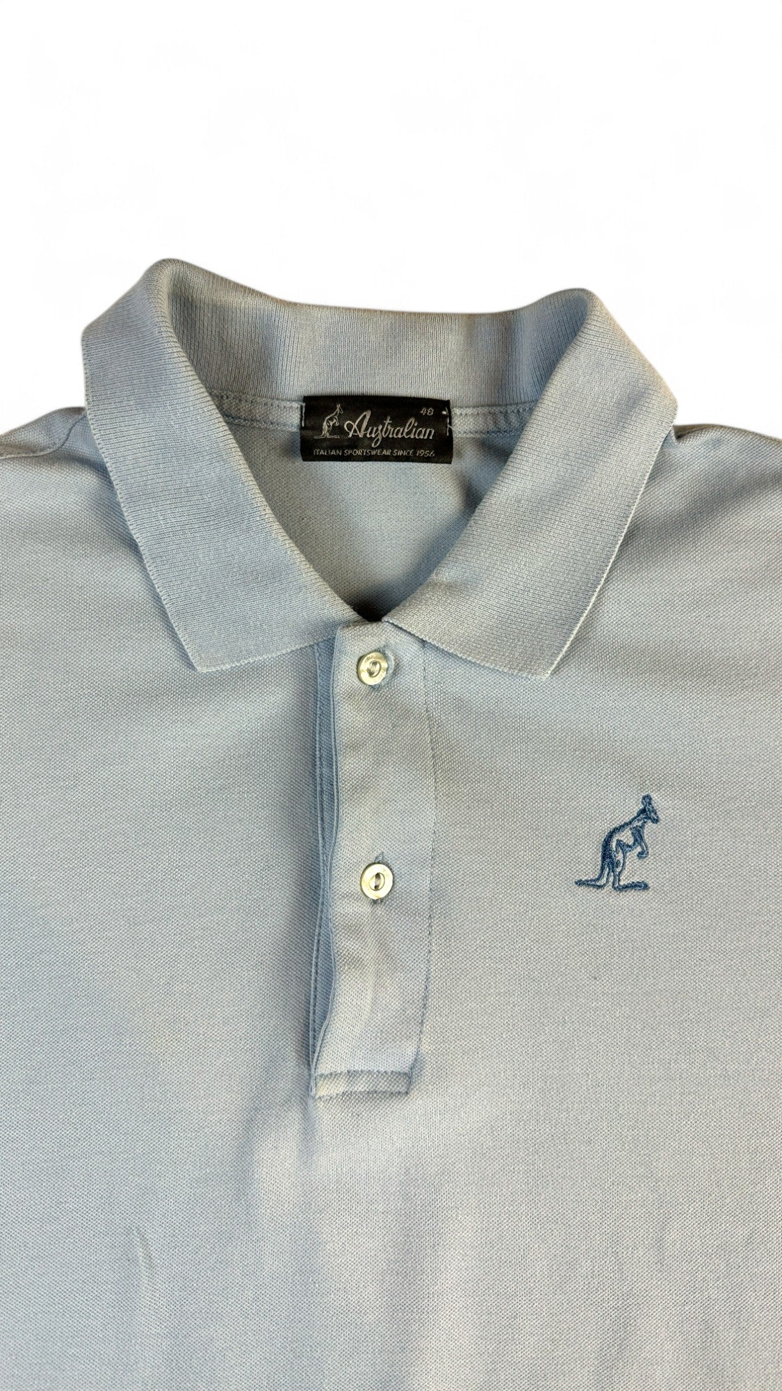 Vintage Australian By L'Alpina Poloshirt 90s Basic Made In Italy Hellblau (48) M - RareRags