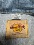 90s Hardo Rock Cafe Jeansjacke "Orlando- save the planet" Hellblau XXL