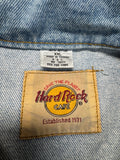 90s Hardo Rock Cafe Jeansjacke "Orlando- save the planet" Hellblau XXL