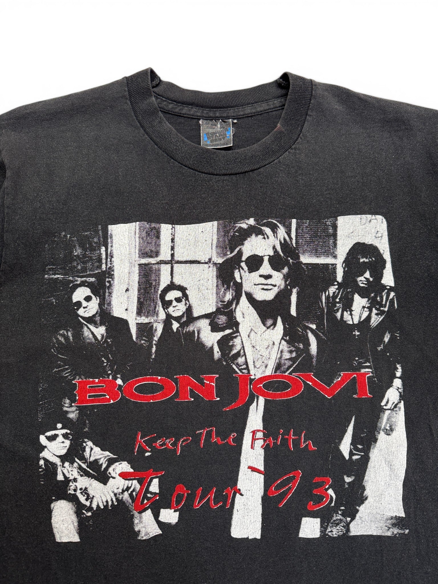 1993 Screen Stars Shirt Bon Jovi "Keep the faith" Tour Single Stitch Schwarz XL