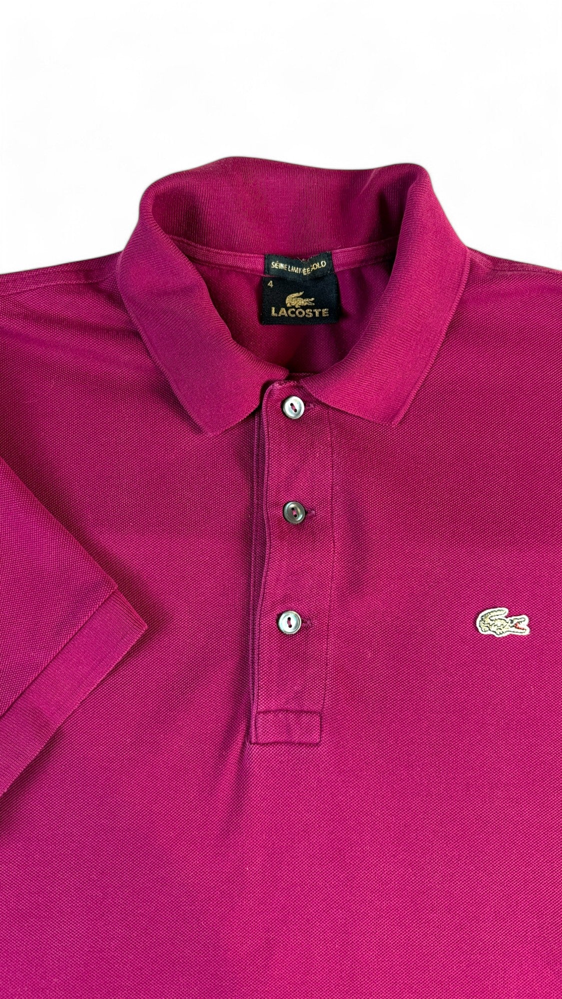Vintage Lacoste Poloshirt 90s Limited Edition Gold Lila 4 M - RareRags
