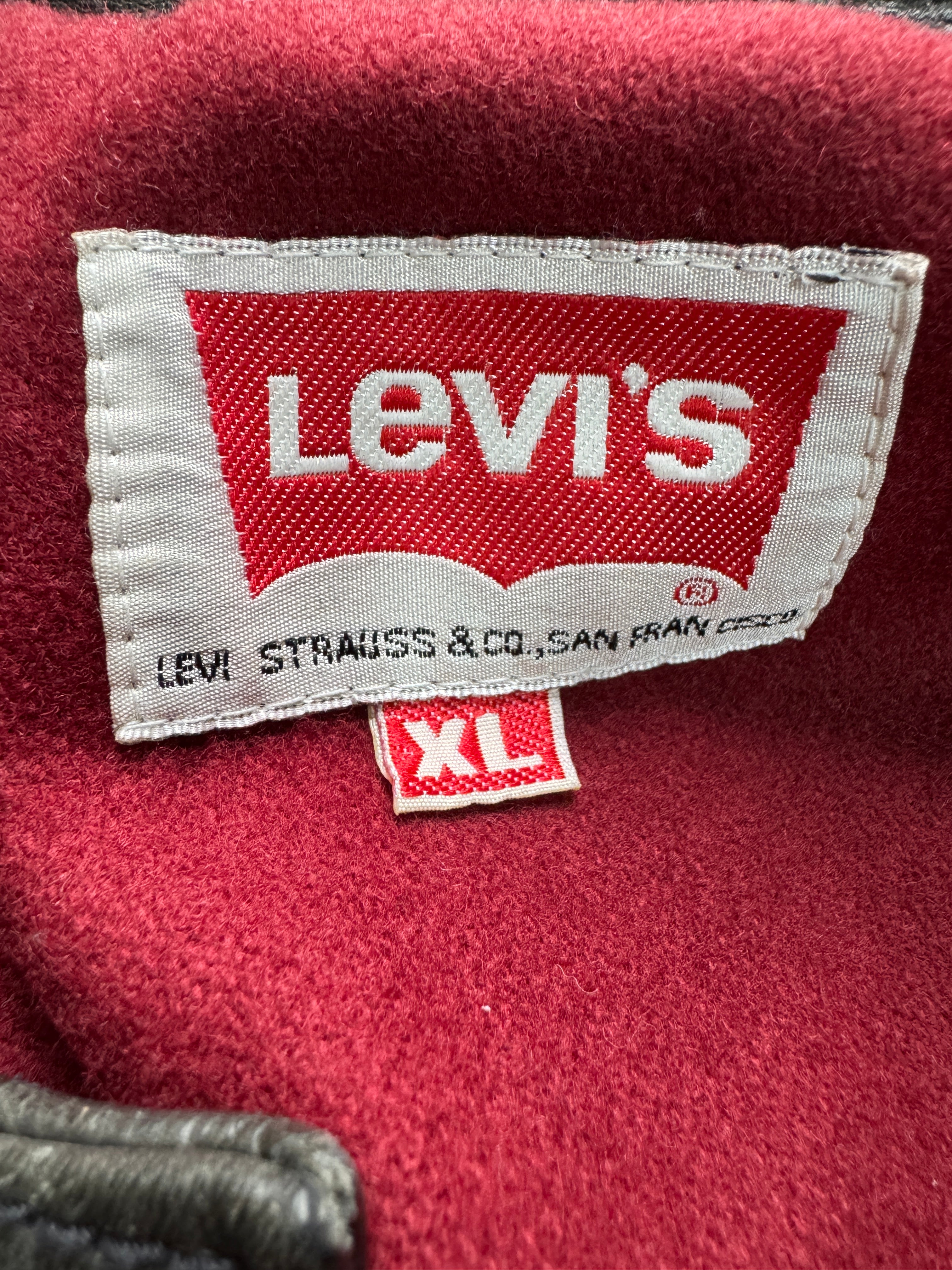 1995 Levis Lederjacke Red Lining Grau XL