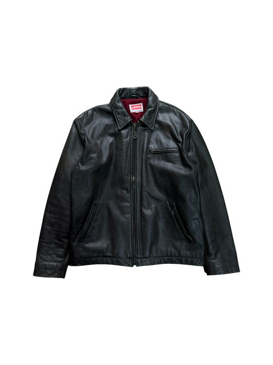 1995 Levis Lederjacke Red Lining Grau XL