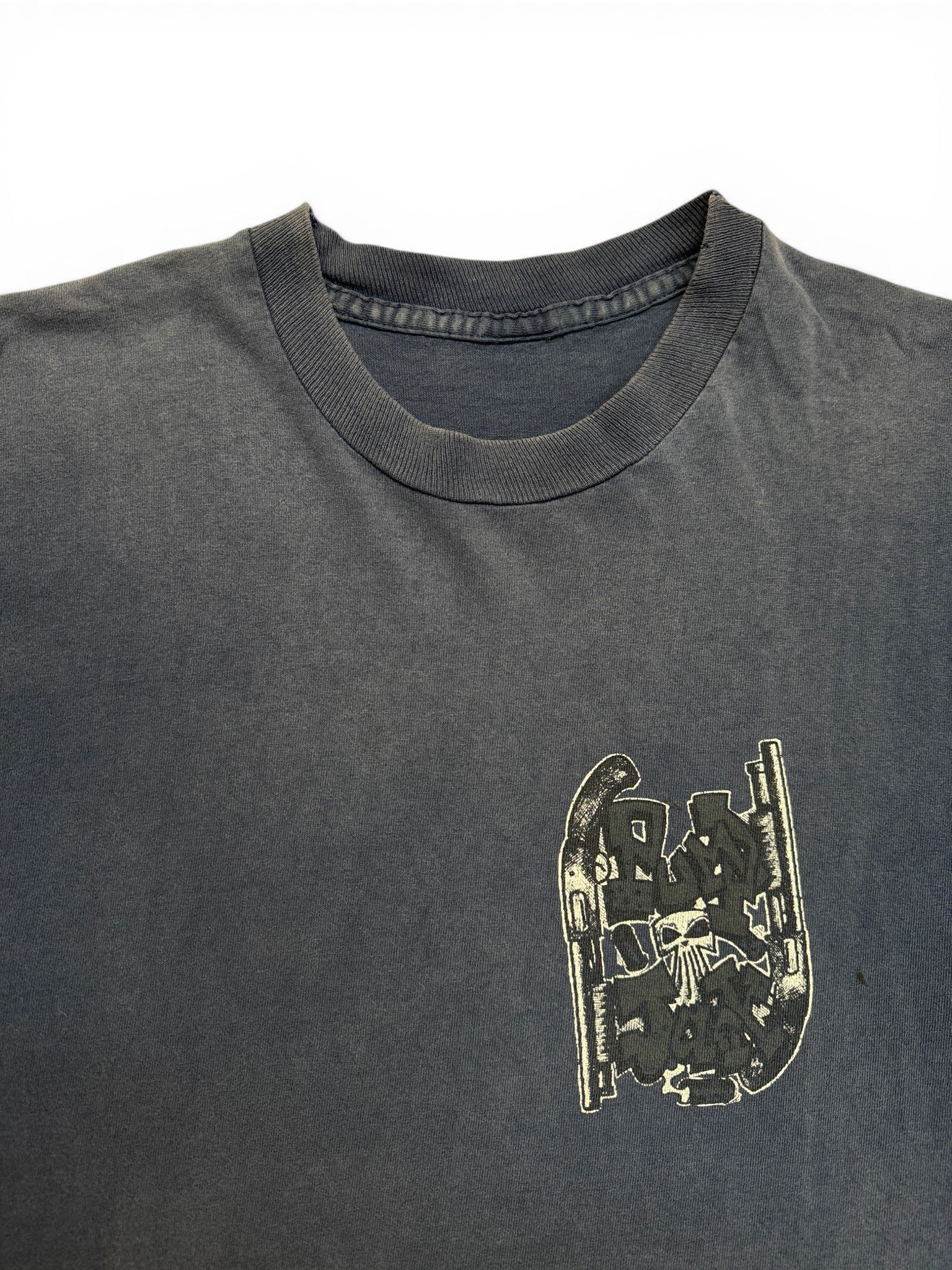 90s Overdose Shirt "Pump Junk" Faded Single Stitch Dunkelblau M-L