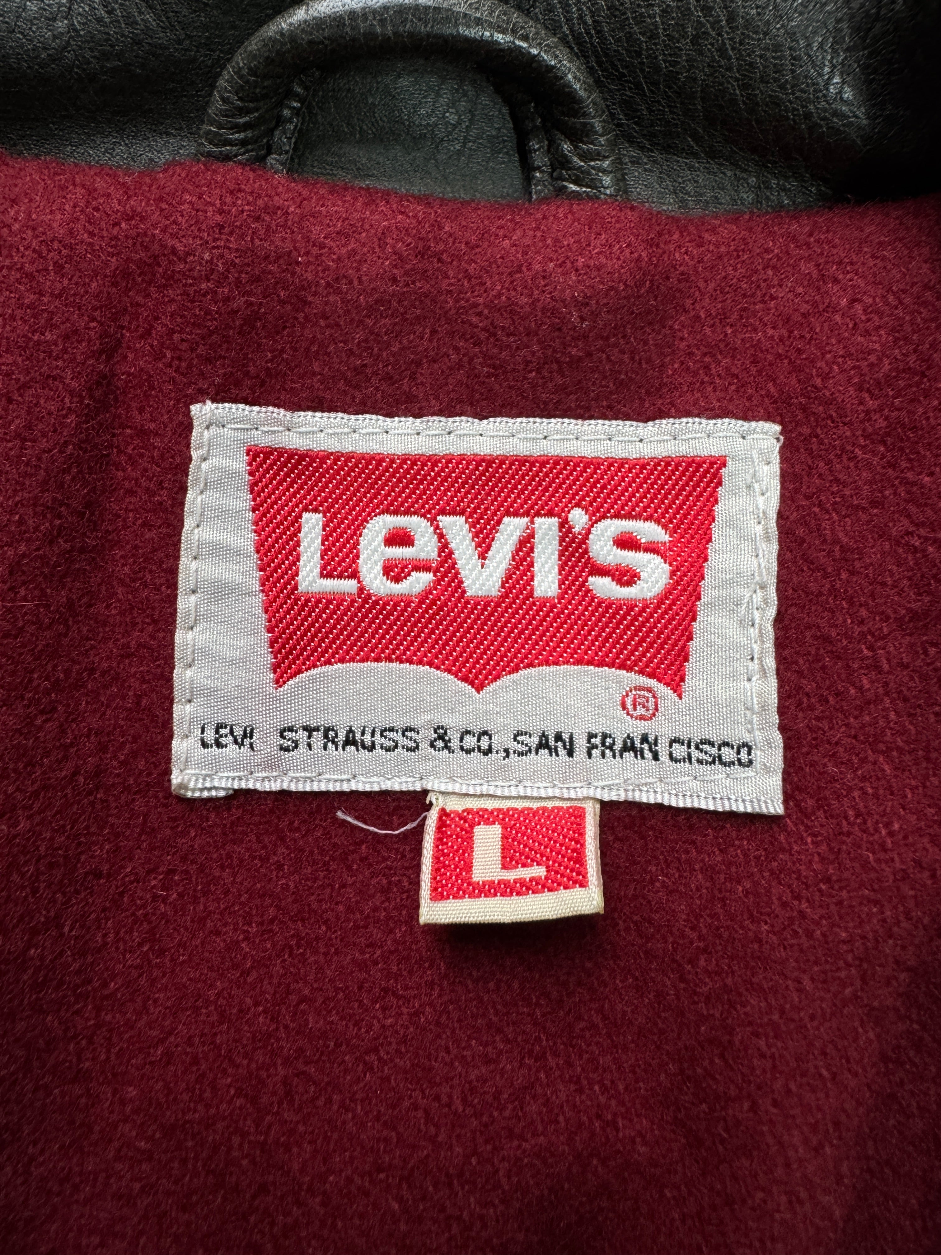 1996 Levis Lederjacke Red Lining Grau L