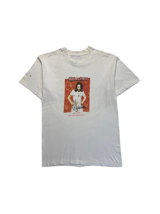 90s Blümchen Shirt "verliebt... die Goldedition" Single Stitch Weiß S-M