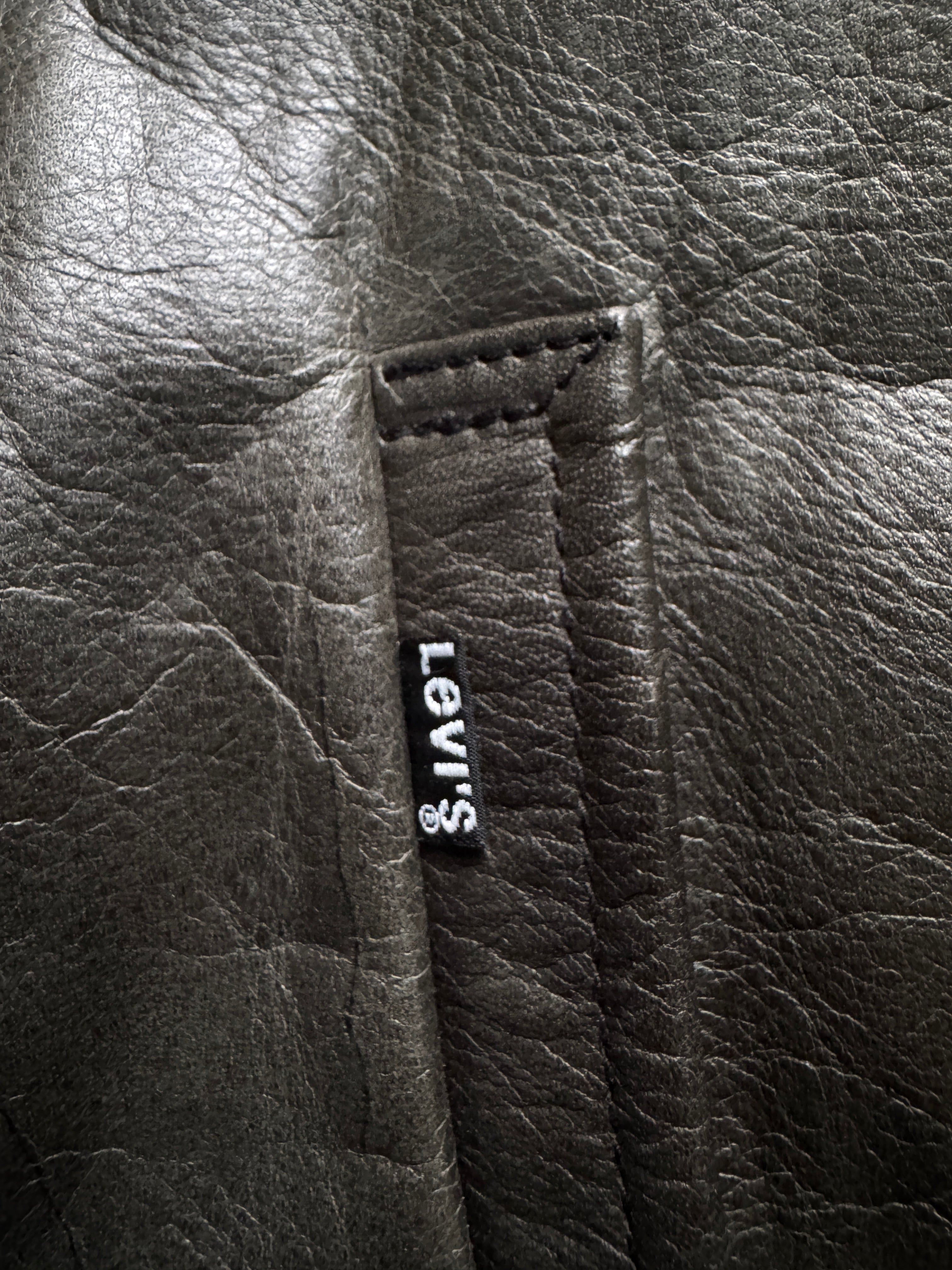 1996 Levis Lederjacke Red Lining Grau L