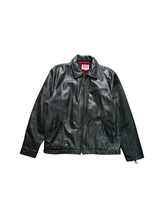 1996 Levis Lederjacke Red Lining Grau L