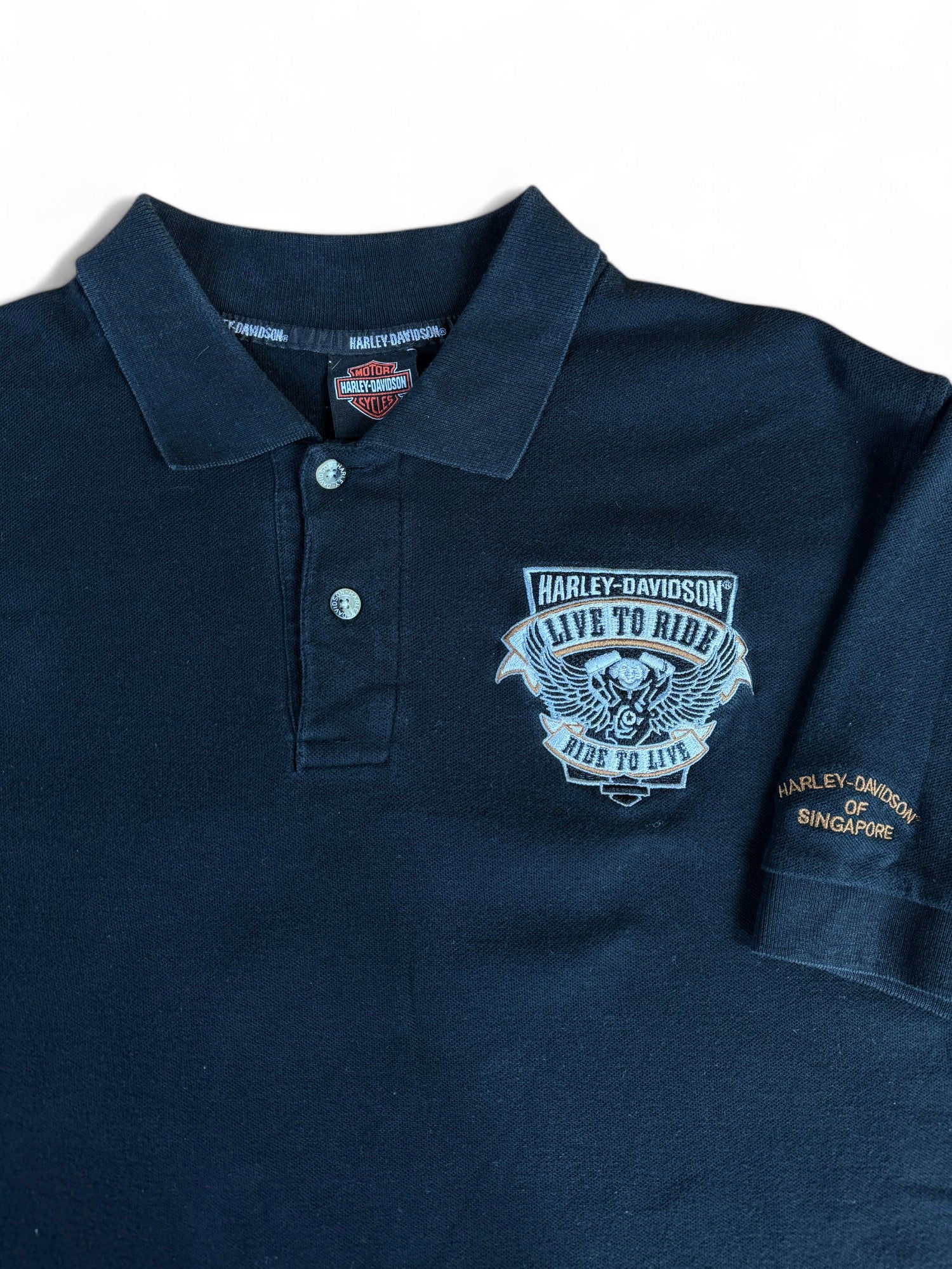 Harley Davidson Of Singapore Poloshirt 00s "Live to ride" Schwarz L
